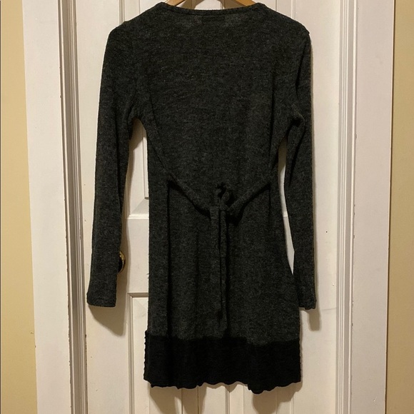Wool Blend Long Sweater With Waste Tie Black Gray Whimsigoth Art to Wear Witchy - Picture 8 of 15